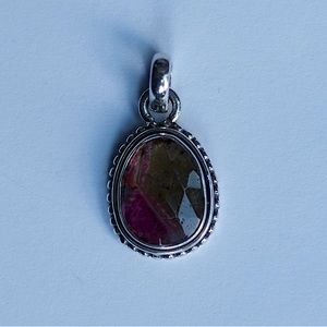 925 Sterling Silver Watermelon tourmaline pendant
